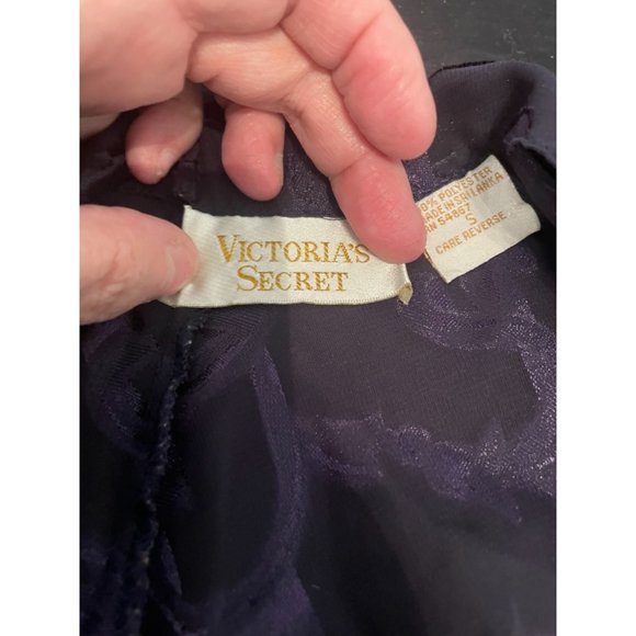 Vintage Victoria's Secret Gold Label Black Purple Nightie Slip Small EUC - Picture 5 of 8